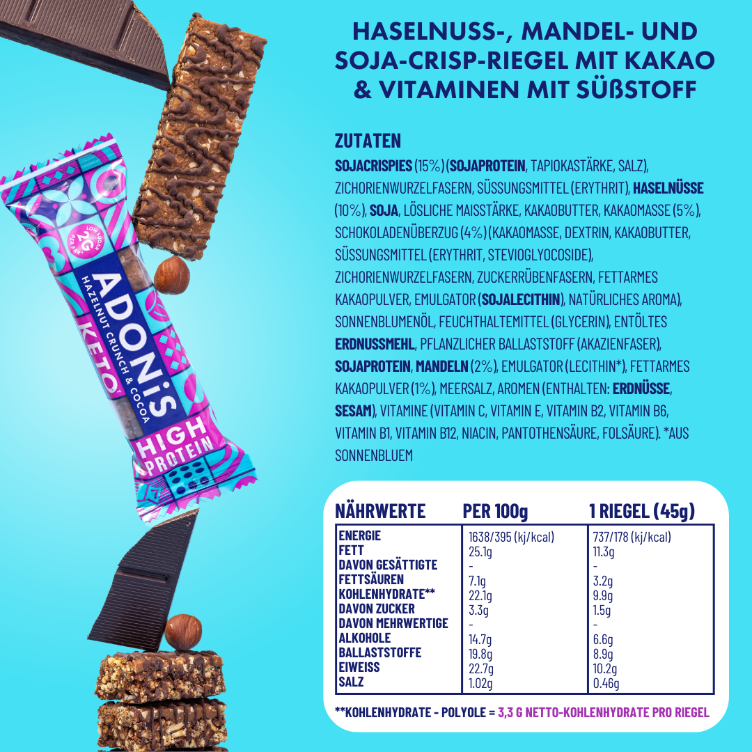 Hazelnut Crunch Keto High Protein Riegel (16x45g)