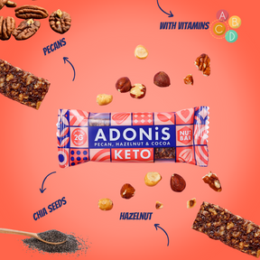 <tc>Keto Pekannuss, Haselnuss & Kakao Nussriegel (16 x 35g Riegel)</tc>